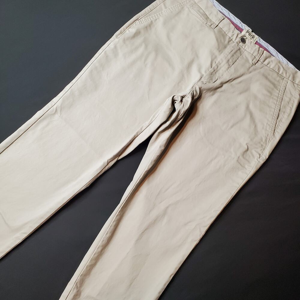 Perk Men's Size 36X32 Feel Good Chinos Pants Slim Fit Stretch Beige